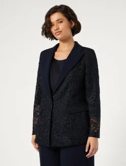 Marina Rinaldi Veste blazer en macramé lamé BLEUNUIT New