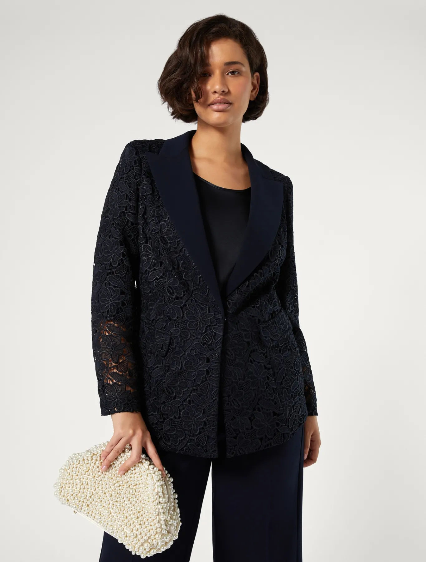 Marina Rinaldi Veste blazer en macramé lamé BLEUNUIT New