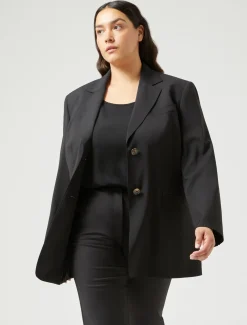 Marina Rinaldi Veste blazer en toile de laine stretch NOIR Outlet