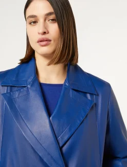 Marina Rinaldi Veste en cuir nappa brillant BLEUET New