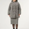 Marina Rinaldi Veste en tissu effet fourrure et toile de nylon GRISMOYEN Outlet