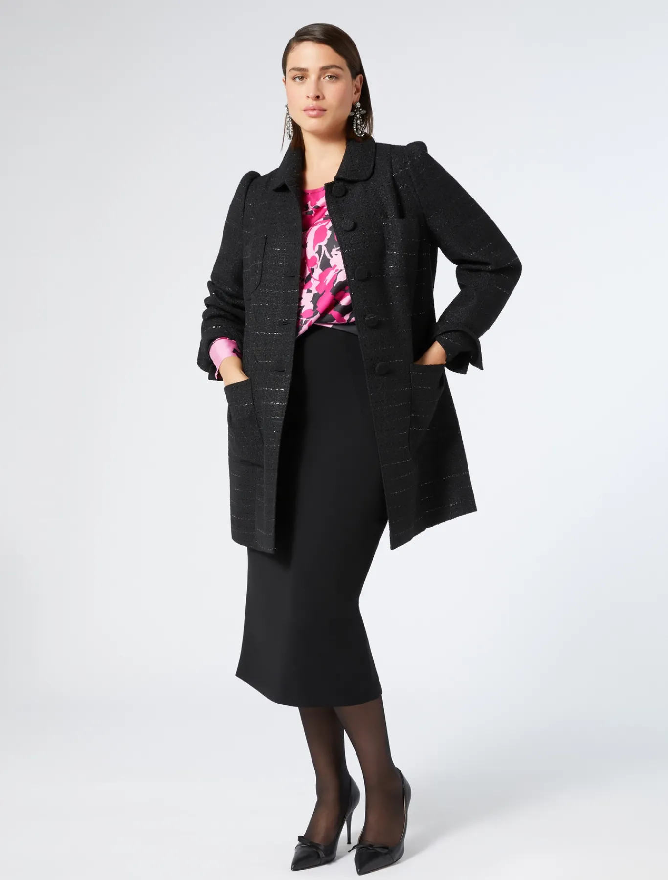 Marina Rinaldi Veste en tissu mouliné NOIR Best