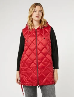 Marina Rinaldi Veste sans manches en tissu technique ROUGE Clearance