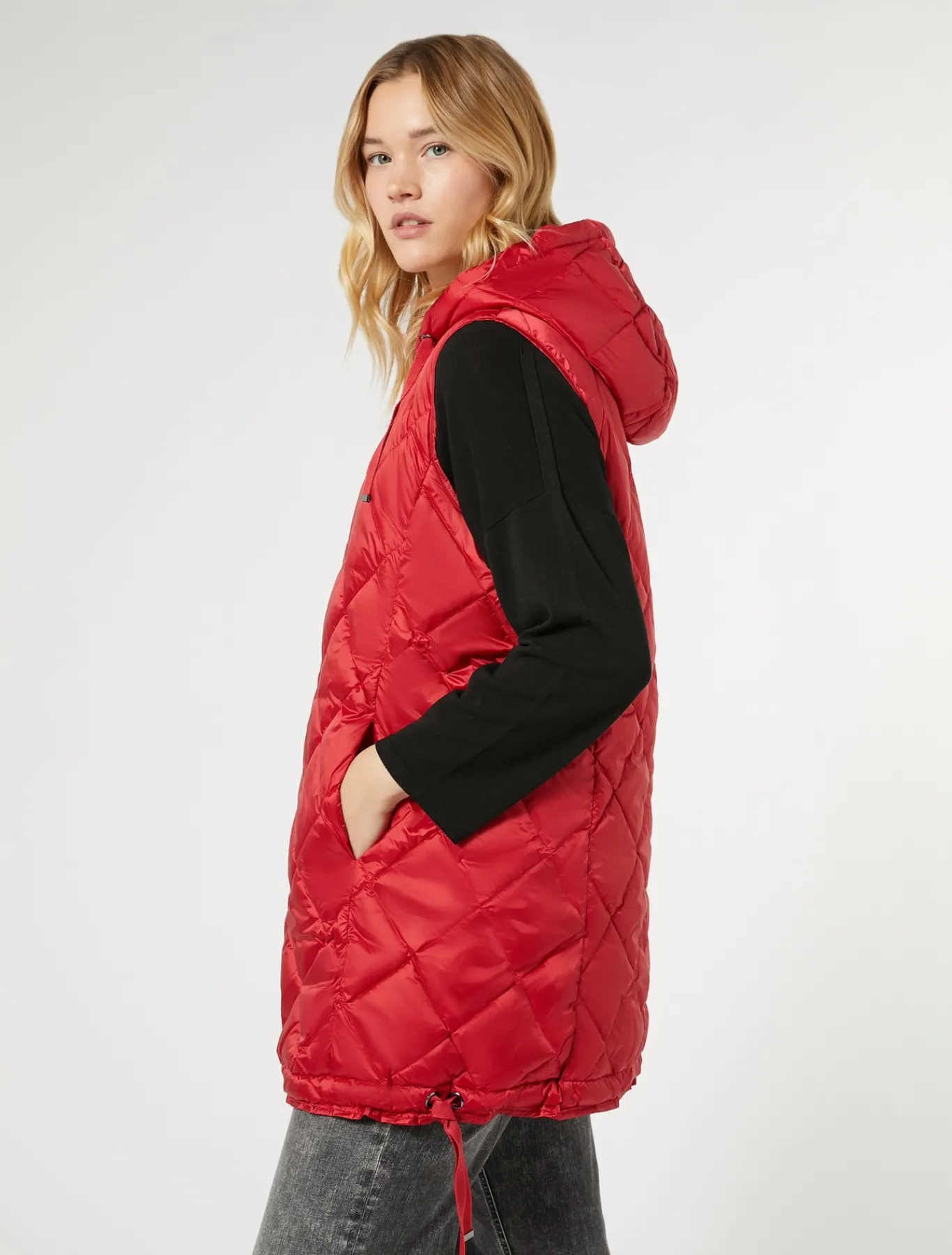 Marina Rinaldi Veste sans manches en tissu technique ROUGE Clearance