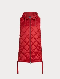 Marina Rinaldi Veste sans manches en tissu technique ROUGE Clearance