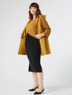 Marina Rinaldi Veste sans manches en toile technique imperméable MOUTARDE Hot
