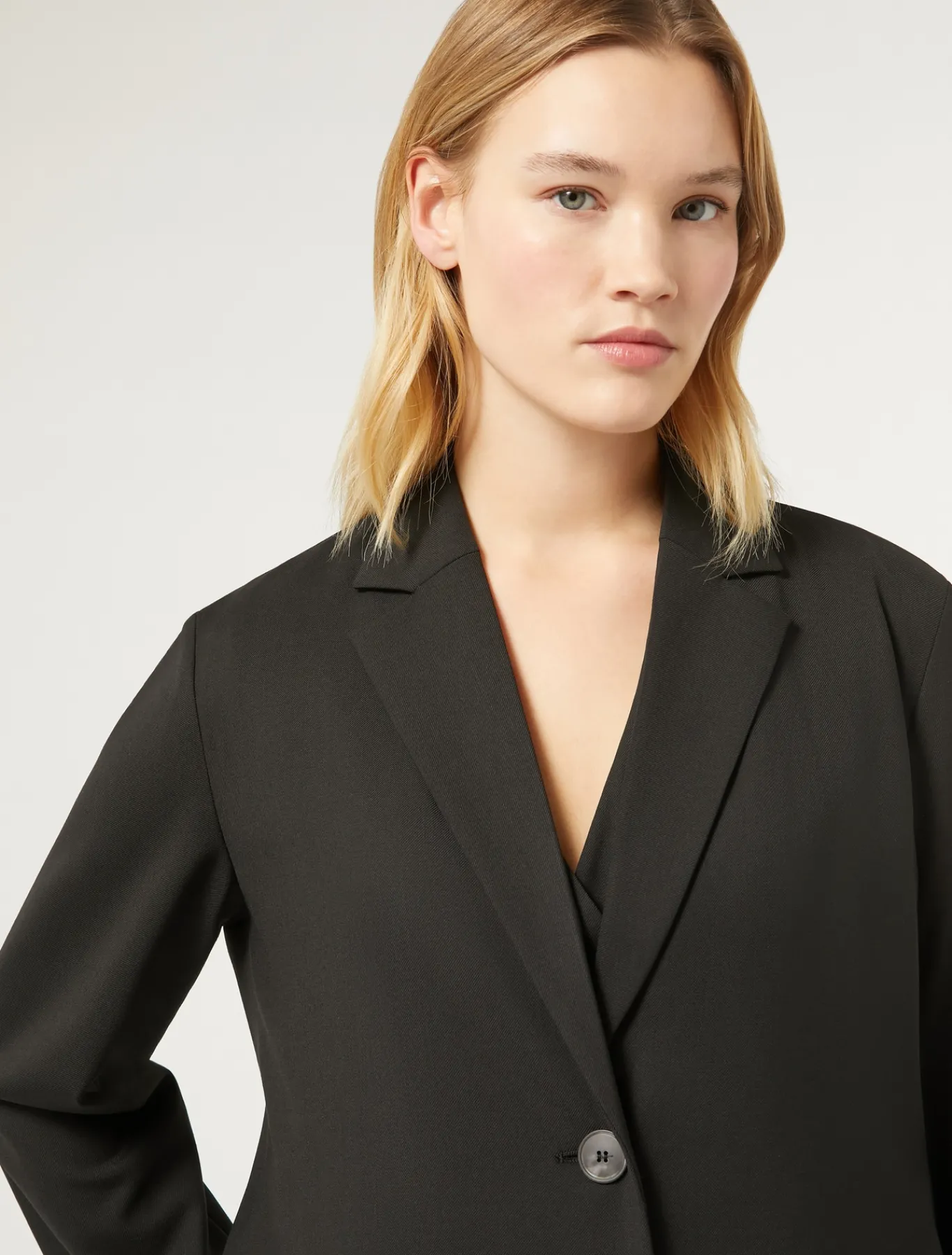 Marina Rinaldi Veste tunique en gabardine de laine NOIR Outlet